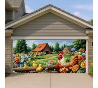 Copertura per porta del garage del gallo della fattoria, decorazione colorata per la porta del garage, decorazione artistica colorata per porte del garage, decorazione estiva all'aperto rustica per