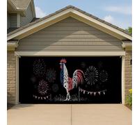 Copertura per porta del garage del gallo della fattoria patriottica, grandi decorazioni per striscioni americani, decorazione per feste all'aperto per il giorno dell'indipendenza, 390 x 180 cm