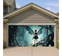 Copertura per porta del garage del giardino delle fate, fantasia della foresta incantata, grandi decorazioni per porte del garage, decorazione magica per esterni primaverili, sfondo per la stanza dei