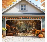Copertura per porta del garage del Ringraziamento Turchia, decorazione autunnale per grandi porte del garage, sfondo per celebrazione del Ringraziamento all'aperto e al coperto autunnale, 400 x 180 cm