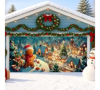 Copertura per porta del garage della casa di pan di zenzero, decorazioni colorate per il paese delle meraviglie invernali, scena natalizia per interni ed esterni, decorazione natalizia festiva 400 x
