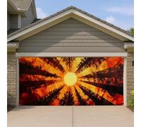 Copertura per porta del garage della foresta dell'alba, decorazione per porte del garage, decorazione estiva per la casa all'aperto, tema paesaggio stagionale, 390 x 180 cm