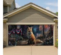 Copertura per porta del garage della foresta di volpe, grande striscione vintage per la fauna selvatica, decorazione per interni ed esterni, per feste del 4 luglio, 400 x 180 cm