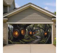 Copertura per porta del garage della foresta incantata, fantasioso sentiero dell'albero grande decorazione per porta del garage, decorazione magica per la casa all'aperto, arte del giardino stagionale