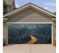 Copertura per porta del garage della foresta mistica, scena del percorso incantato, grande decorazione per la porta del garage, decorazione per interni ed esterni per la casa, 400 x 180 cm
