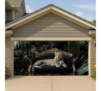 Copertura per porta del garage della giungla con animali selvatici, grande safari leopardo tropicale, decorativo, elegante stile lussuoso, decorazione esterna per la casa, esposizione tutto l'anno