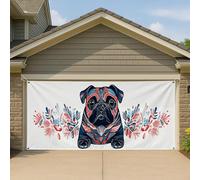 Copertura per porta del garage di arte astratta, grande illustrazione di animali domestici, decorazioni per garage, decorazioni per feste interne ed esterne, 390 x 180 cm