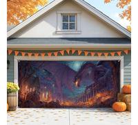 Copertura per porta del garage di Halloween, arte fantasy spettrale, grande decorazione per porte del garage, decorazione autunnale per esterni e interni, sfondo per feste di Halloween, 390 x 180 cm