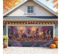 Copertura per porta del garage di Halloween, arte gotica spettrale, grande decorazione per porte del garage, decorazione autunnale all'aperto e interna per feste di Halloween, 390 x 180 cm