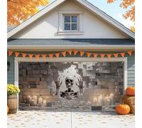 Copertura per porta del garage di Halloween, spettrale effetto parete 3D, grande decorazione per porte del garage, decorazione per esterni e interni, sfondo per feste di Halloween, 390 x 180 cm