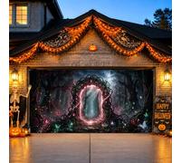 Copertura per porta del garage di Halloween, tunnel della foresta mistica | Tema della foresta incantata, striscione per porta del garage, dimensione singola della porta del garage