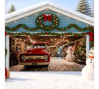 Copertura per porta del garage di Natale vintage, ghirlanda blu per le vacanze, decorazioni per porte del garage, decorazione invernale per interni ed esterni, sfondo per feste di Natale, 390 x 180 cm