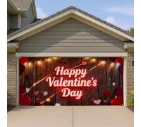 Copertura per porta del garage di San Valentino, decorazioni rustiche in legno a forma di cuore, decorazione romantica per esterni e interni, perfetta per feste d'amore, 400 x 180 cm