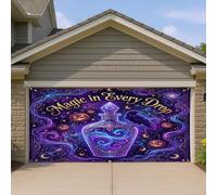 Copertura per porta del garage, fantasiosa fantasia con zucche e stelle, per Halloween, viola, decorazione per porta del garage, decorazione per la casa, per cortile, esterno, interno, feste, sfondo