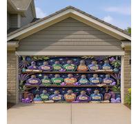 Copertura per porta del garage, fantasiosa ragnatela mistica di cristallo viola Halloween banner per porta del garage decorazione per la casa per giardino, cortile, esterno interno, sfondo per feste