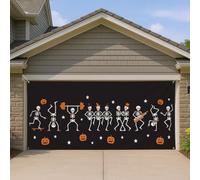 Copertura per porta del garage, fantasiosa zucca giocosa stella Halloween nera decorazione per la porta del garage decorazione per la casa per cortile giardino esterno interno festa 490 x 180 cm