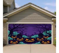 Copertura per porta del garage, fantasiosi alberi spettrali lapidi Halloween viola decorazioni per la porta del garage decorazione per la casa per cortile esterno interno sfondo per feste 400 x 180 cm