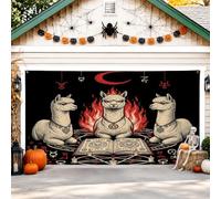 Copertura per porta del garage, fantasioso libro degli incantesimi con fiamma mistica per Halloween, decorazione per la porta del garage, decorazione per la casa, per cortile, giardino, esterno, feste