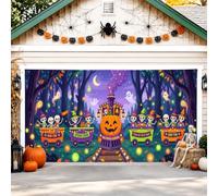 Copertura per porta del garage, fantasioso scheletro spettrale fantasma Halloween viola copertura da parete per garage per feste decorazione per la casa per cortile, giardino, feste esterne e interne