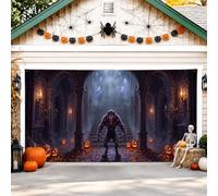 Copertura per porta del garage, fantasmi spettrali gotici zucche Halloween arancione decorazione per la porta del garage decorazione per la casa per giardino cortile esterno interno sfondo per feste