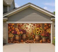 Copertura per porta del garage floreale autunnale, design rustico con girasole e crisantemo per la decorazione della casa autunnale, perfetta per il Ringraziamento e le celebrazioni stagionali, 400 x