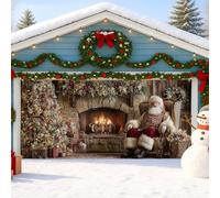 Copertura per porta del garage, grande decorazione natalizia per camino, vacanze invernali, per interni ed esterni, 390 x 180 cm