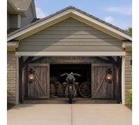 Copertura per porta del garage in stile rustico, grandi decorazioni per garage, decorazioni per interni ed esterni per tutte le stagioni, 400 x 180 cm
