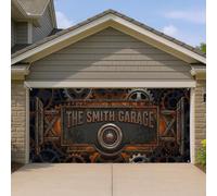 Copertura per porta del garage industriale steampunk, design vintage con meccanismo a ingranaggi, decorazione rustica in metallo marrone per casa, decorazione per garage all'aperto tutto l'anno, 400 x
