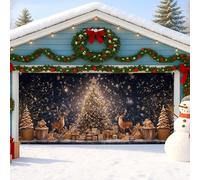 Copertura per porta del garage invernale, elegante decorazione natalizia per le vacanze, decorazioni natalizie per interni ed esterni, 390 x 180 cm