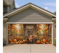 Copertura per porta del garage, lanterna rustica e accogliente, lanterna autunnale arancione, bandiera per porta del garage, decorazione per la casa per cortile, patio, esterno, interno, sfondo per