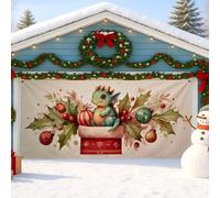 Copertura per porta del garage, motivo drago, grandi decorazioni natalizie per l'inverno, decorazione natalizia per esterni e interni, 390 x 180 cm