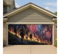 Copertura per porta del garage, motivo patriottico e audace, soldato eroico marzo, grande decorazione per garage, decorazione per esterni per il giorno e l'estate, 390 x 180 cm