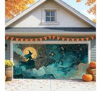 Copertura per porta del garage, motivo strega mistica, decorazione di Halloween fantasiosa, grande decorazione artistica per porte del garage per esterni e interni, decorazione autunnale 400 x 180 cm