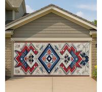 Copertura per porta del garage, motivo tribale dei nativi americani aztechi, grande decorazione per garage della Boemia sud-occidentale, decorazione per interni ed esterni, per tutto l'anno, 400 x 180