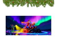 Copertura Per Porta Del Garage Natalizia | Sfondo Fluorescente Con Babbo Natale Che Si Al Buio | Coperture Per Porte Da Garage Per Le Vacanze Per Esterni, Interni, Feste, Pareti, Cancelli, Co