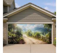 Copertura per porta del garage, paesaggio di campagna serena, grande decorazione per porta del garage, decorazione estiva per la casa all'aperto, design per vialetti da giardino, 390 x 180 cm