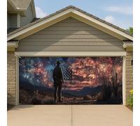 Copertura per porta del garage, paesaggio occidentale patriottico, cowboy americano per esterni, grande, decorazioni per garage, 390 x 180 cm