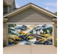 Copertura per porta del garage, paesaggio paesaggistico di montagna, vibrante opera d'arte rustica per ponte e casa, grande decorazione per esterni per tutto l'anno, miglioramento della casa, tema