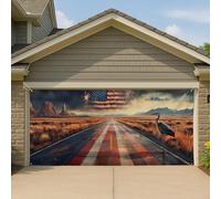 Copertura per porta del garage panoramico americano, paesaggio patriottico del deserto, grandi decorazioni murali, decorazione per feste all'aperto per il giorno dell'indipendenza estiva 390 x 180 cm