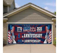Copertura per porta del garage patriottica, decorazione rossa e blu, decorazione per feste per il giorno dell'indipendenza degli Stati Uniti, grandi decorazioni per garage, sfondo per feste per il 250