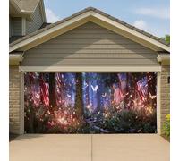 Copertura per porta del garage patriottica della foresta delle farfalle, illustre moderno grande striscione per garage per decorazione esterna, festeggia il 4 luglio, 390 x 180 cm
