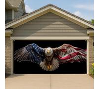 Copertura per porta del garage patriottico americano, grande bandiera dell'aquila tema decorazioni per esterni, decorazione per feste in casa per festa dell'indipendenza, 390 x 180 cm