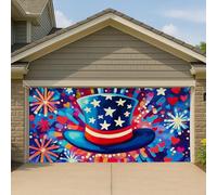 Copertura per porta del garage patriottico americano, grande decorazione per festiva rossa, bianca e blu, decorazione estiva per feste all'aperto per feste e feste 390 x 180 cm
