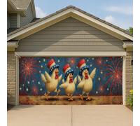 Copertura per porta del garage patriottico vintage, grande decorazione a forma di animale da cortile per il 4 luglio, per feste all'aperto 390 x 180 cm