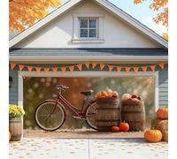 Copertura per porta del garage per bici rustica vintage, grandi decorazioni autunnali, decorazione autunnale per interni ed esterni, decorazione per feste 400 x 180 cm