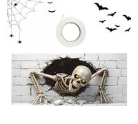 Copertura per porta del garage, per Halloween, 4,8 x 2,1 m, scheletro | Sfondo horror da appendere, sfondo per festival, garage, decorazione da parete per casa infestata, terrazza, cortile