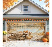 Copertura per porta del garage per picnic autunnale, decorazioni rustiche e accoglienti, grande decorazione autunnale all'aperto per il Ringraziamento e Halloween, 400 x 180 cm