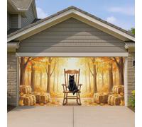 Copertura per porta del garage per sedia a dondolo, rustica e calda, con foglie autunnali e autunnali, decorazione per la casa, per cortile, esterno, interno, feste, sfondo, 390 x 180 cm