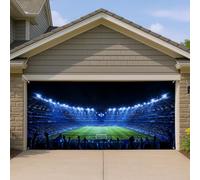 Copertura per porta del garage, per stadio di calcio dinamico moderno, blu, decorazione notturna per campo sportivo all'aperto, funzionale resistente alle intemperie, per uso tutto l'anno, 400 x 180