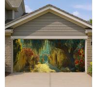 Copertura per porta del garage per vialetti da giardino, paesaggi paesaggistici della natura, grandi decorazioni per porte del garage, decorazione primaverile per esterni e interni, 390 x 180 cm
